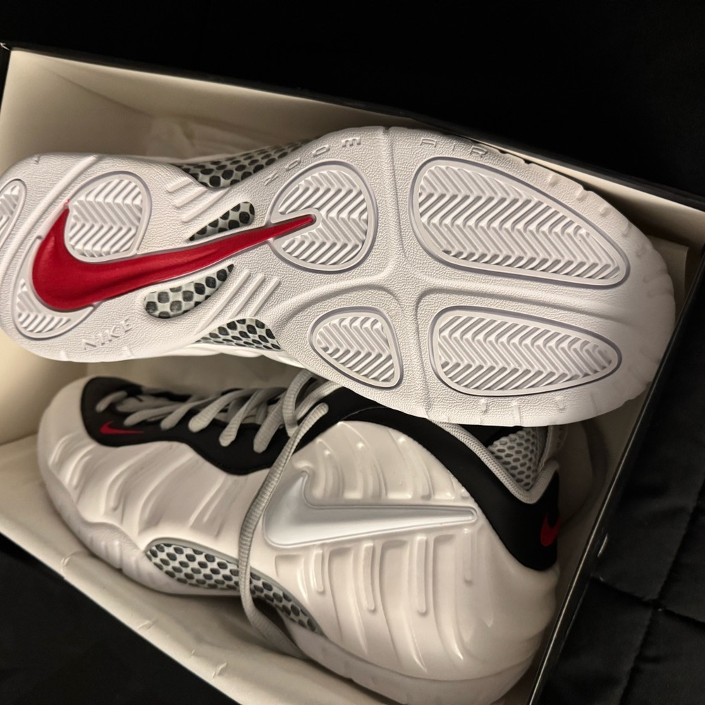 Nike White Sneakers with Red and Silver Details
